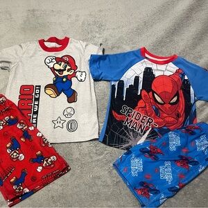 Nintendo Mario and Spider-Man Kids Pajama Set - Red, Blue, Gray